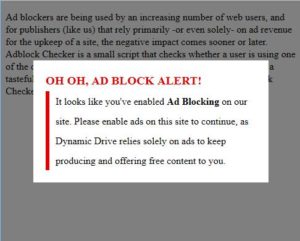 AdBlocker Notifier with & without CLOSE button - MyAdviseNow